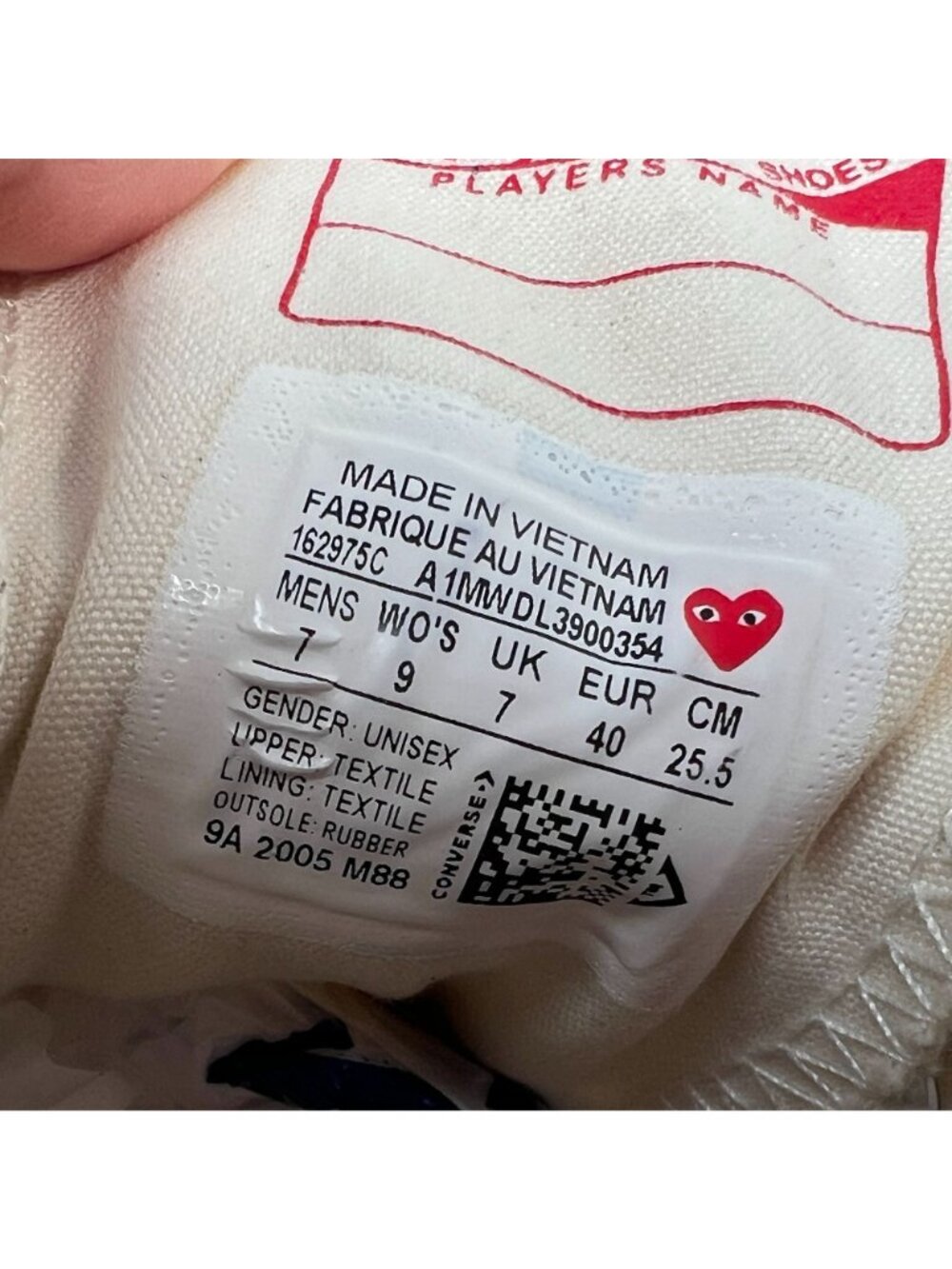 CONVERSE X COMME DES GARÇONS PLAY Chuck Printed Canvas Sneakers Women 9 Men 7 - Picture 2 of 11